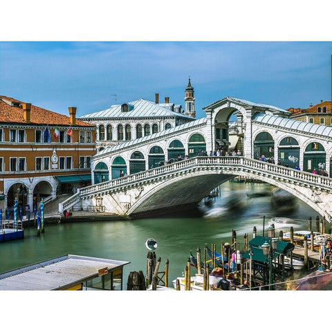 Famous Rialto bridge, Venice, Italy, FTBR-1896 Black Modern Wood Framed Art Print by Frank, Assaf