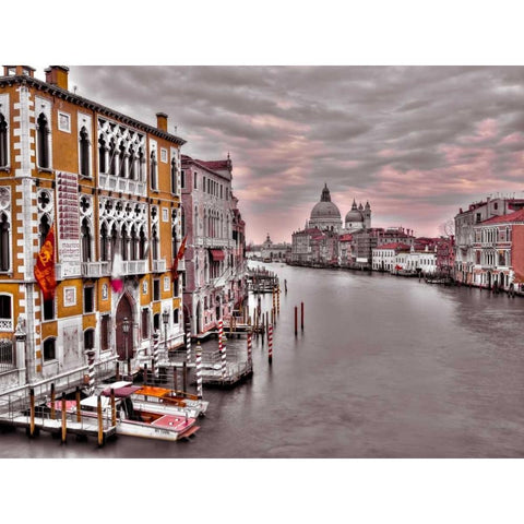 Cityscape and grand canal, Venice, Italy Black Modern Wood Framed Art Print by Frank, Assaf