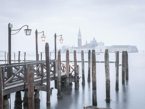 Venetian lagoon-Venice Black Ornate Wood Framed Art Print with Double Matting by Frank, Assaf