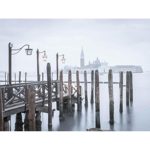 Venetian lagoon-Venice Black Modern Wood Framed Art Print by Frank, Assaf