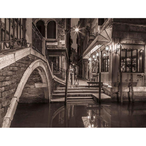 Cafe by canal-Venice Black Modern Wood Framed Art Print with Double Matting by Frank, Assaf