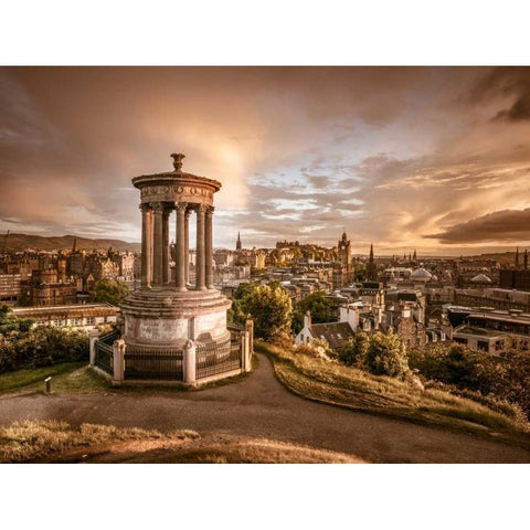 A view from Carlton Hill, Edinburgh, Scotland White Modern Wood Framed Art Print by Frank, Assaf
