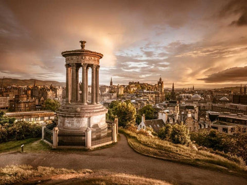 A view from Carlton Hill, Edinburgh, Scotland White Modern Wood Framed Art Print with Double Matting by Frank, Assaf