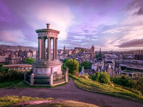 A view from Carlton Hill, Edinburgh, Scotland Black Ornate Wood Framed Art Print with Double Matting by Frank, Assaf