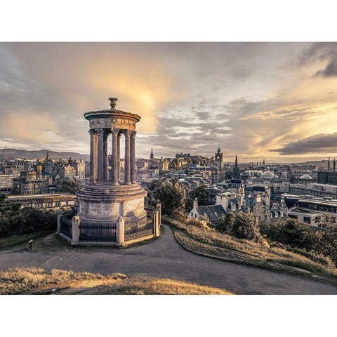 A view from Carlton Hill-Edinburgh-Scotland Black Modern Wood Framed Art Print with Double Matting by Frank, Assaf