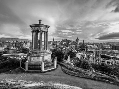 A view from Carlton Hill, Edinburgh, Scotland, FTBR-1799 White Modern Wood Framed Art Print with Double Matting by Frank, Assaf
