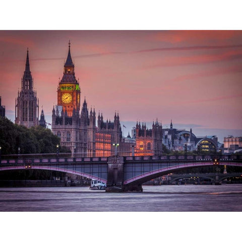 Big Ben from river thames, London, UK Black Modern Wood Framed Art Print by Frank, Assaf