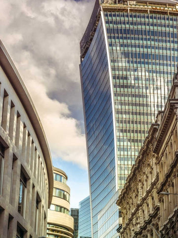 Office buildings in London, UK White Modern Wood Framed Art Print with Double Matting by Frank, Assaf