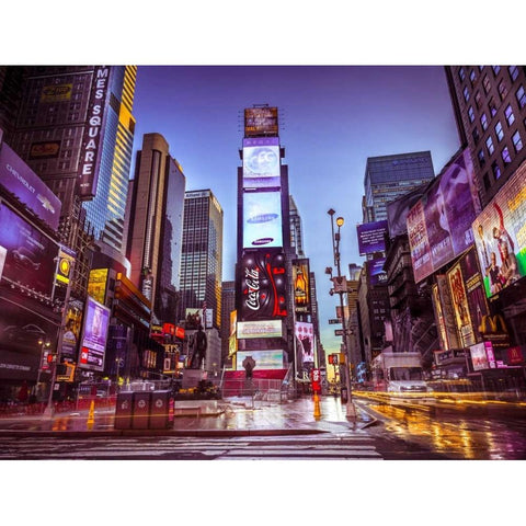 Times square, New York Black Modern Wood Framed Art Print by Frank, Assaf