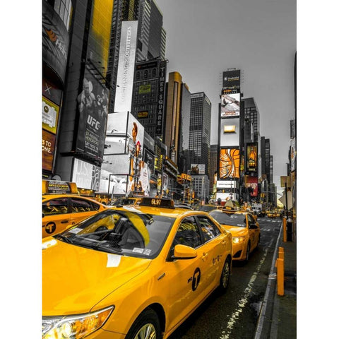 Cabs on Broadway, Times square, New York Black Modern Wood Framed Art Print by Frank, Assaf