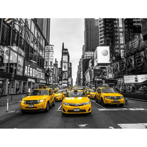 Panoramic view of illuminated Manhattan skyline at twilight - New York City Black Modern Wood Framed Art Print by Frank, Assaf