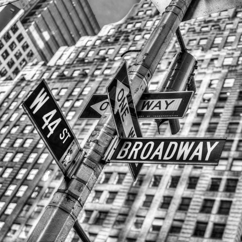 Street signs in New York City Black Ornate Wood Framed Art Print with Double Matting by Frank, Assaf