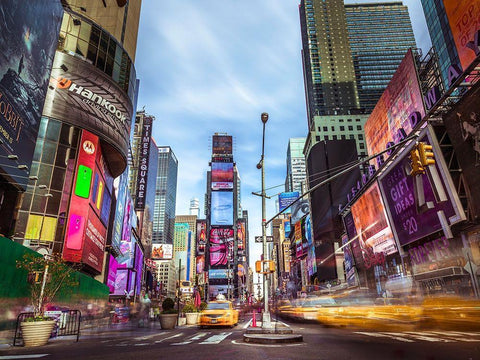Broadway Times Square-NYC Black Ornate Wood Framed Art Print with Double Matting by Frank, Assaf