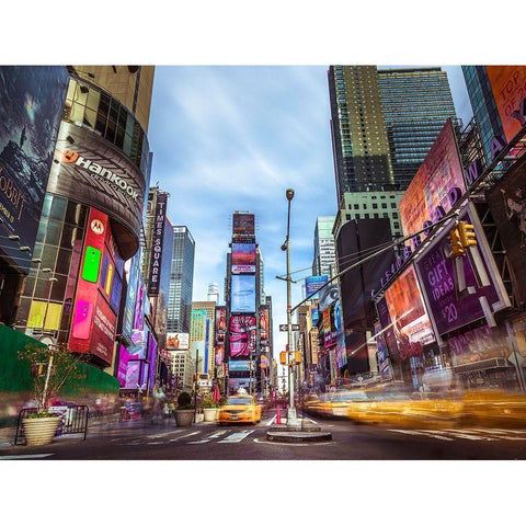 Broadway Times Square-NYC Gold Ornate Wood Framed Art Print with Double Matting by Frank, Assaf