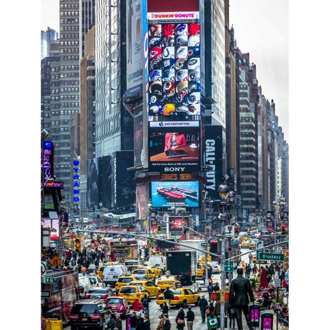 Commuters on busy Broadway in Ney York City near Times Square White Modern Wood Framed Art Print by Frank, Assaf