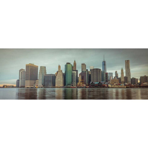 Lower Manhattan skyline, New York Black Modern Wood Framed Art Print by Frank, Assaf