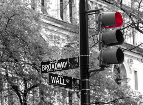 Traffic lights with street signs - New York City Black Ornate Wood Framed Art Print with Double Matting by Frank, Assaf