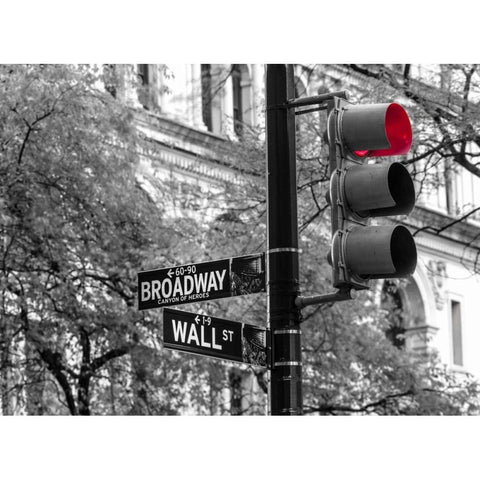 Traffic lights with street signs - New York City White Modern Wood Framed Art Print by Frank, Assaf