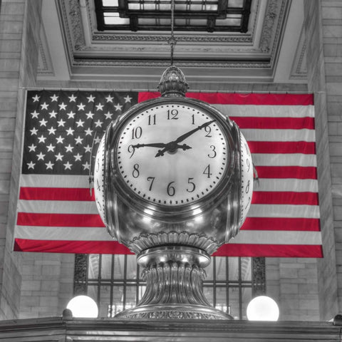 Clock in Grand Central Terminal, New York White Modern Wood Framed Art Print with Double Matting by Frank, Assaf