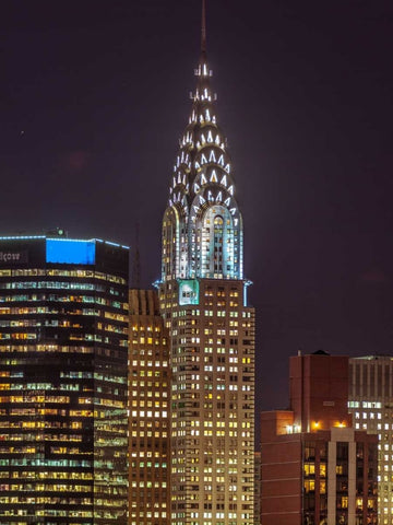 Chrysler Building in New York city White Modern Wood Framed Art Print with Double Matting by Frank, Assaf