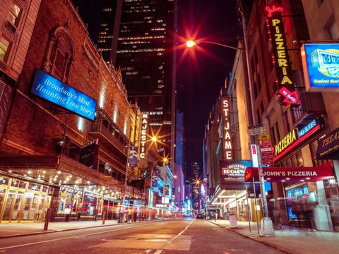 Times square and Broadway at night - New York City Black Ornate Wood Framed Art Print with Double Matting by Frank, Assaf