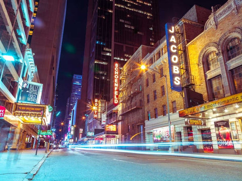 Times square and Broadway at night - New York City Black Ornate Wood Framed Art Print with Double Matting by Frank, Assaf