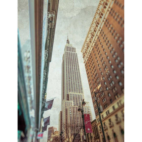 Low angle shot of a Empire State building - New York Black Modern Wood Framed Art Print with Double Matting by Frank, Assaf