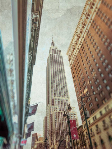 Low angle shot of a Empire State building - New York Black Ornate Wood Framed Art Print with Double Matting by Frank, Assaf