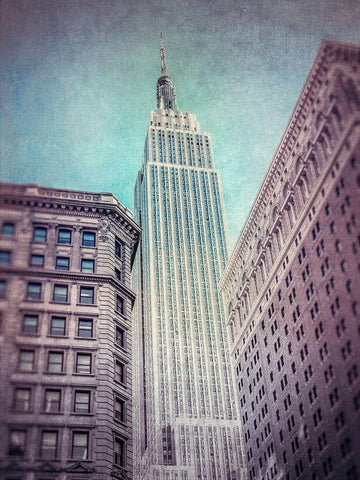 Low angle shot of a Empire State building - New York Black Ornate Wood Framed Art Print with Double Matting by Frank, Assaf