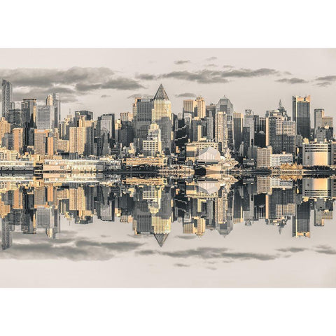 Panoramic view of Lower Manhattan skyline-New York Gold Ornate Wood Framed Art Print with Double Matting by Frank, Assaf