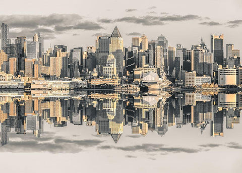 Panoramic view of Lower Manhattan skyline-New York White Modern Wood Framed Art Print with Double Matting by Frank, Assaf