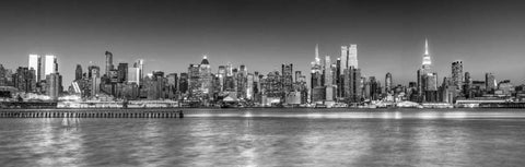 Panoramic view of Lower Manhattan skyline, New York White Modern Wood Framed Art Print with Double Matting by Frank, Assaf