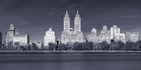 Central park and Manhattan skyline - New York city White Modern Wood Framed Art Print with Double Matting by Frank, Assaf