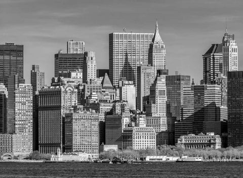 Lower Manhattan Skyline with skyscrapers, New York Black Ornate Wood Framed Art Print with Double Matting by Frank, Assaf