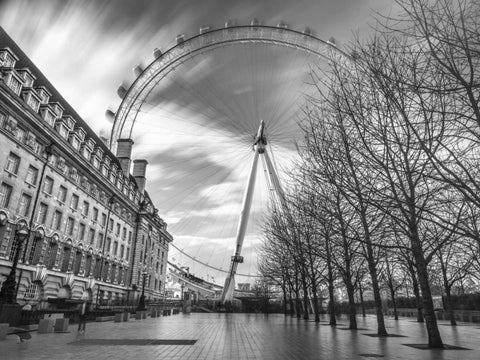 Millennium Wheel in city of London, UK Black Ornate Wood Framed Art Print with Double Matting by Frank, Assaf