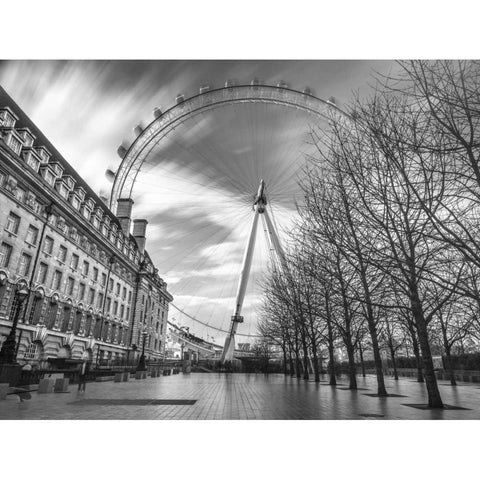 Millennium Wheel in city of London, UK Black Modern Wood Framed Art Print with Double Matting by Frank, Assaf