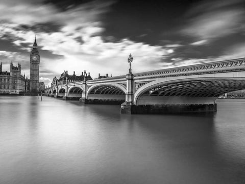 Westminster bridge with Big Ben, London, UK Black Ornate Wood Framed Art Print with Double Matting by Frank, Assaf