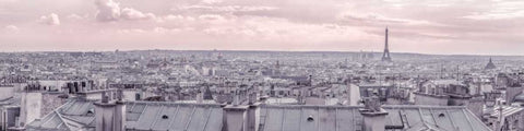 Eiffel Tower seen through the window of an apartment in Montmartre, Paris, France White Modern Wood Framed Art Print with Double Matting by Frank, Assaf