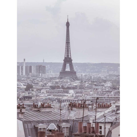 Eiffel Tower seen through the window of an apartment in Montmartre, Paris, France Gold Ornate Wood Framed Art Print with Double Matting by Frank, Assaf