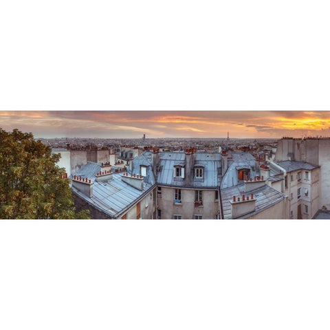 Eiffel Tower seen through the window of an apartment in Montmartre, Paris, France Black Modern Wood Framed Art Print with Double Matting by Frank, Assaf