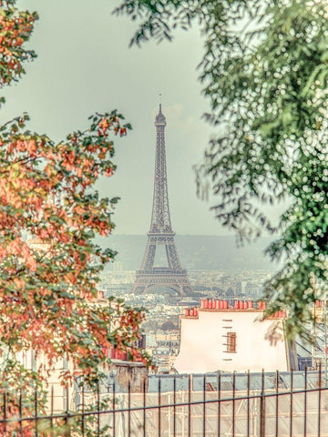 View of the Eiffel tower from Monmartre-Paris White Modern Wood Framed Art Print with Double Matting by Frank, Assaf