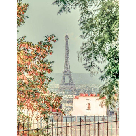 View of the Eiffel tower from Monmartre-Paris Black Modern Wood Framed Art Print with Double Matting by Frank, Assaf