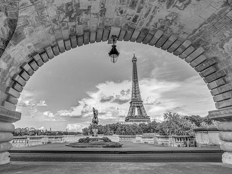 Eiffel Tower from Bir-Hakeim Bridge-Paris-France White Modern Wood Framed Art Print with Double Matting by Frank, Assaf