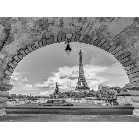Eiffel Tower from Bir-Hakeim Bridge-Paris-France White Modern Wood Framed Art Print by Frank, Assaf