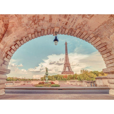 Eiffel Tower from Bir-Hakeim Bridge-Paris-France Black Modern Wood Framed Art Print with Double Matting by Frank, Assaf