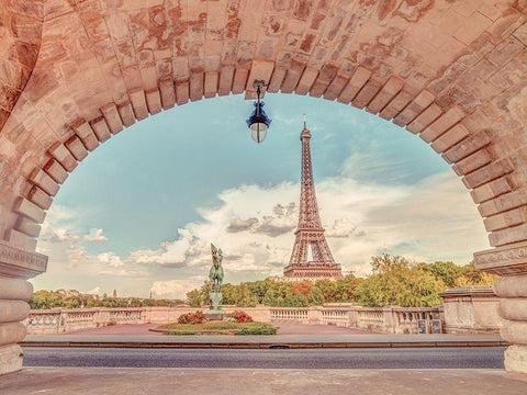 Eiffel Tower from Bir-Hakeim Bridge-Paris-France White Modern Wood Framed Art Print with Double Matting by Frank, Assaf