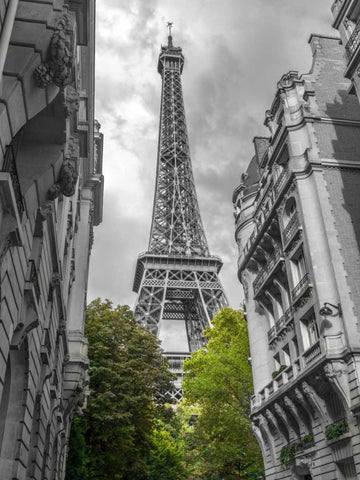 View of Eiffel Tower from a narrow street in Paris, France Black Ornate Wood Framed Art Print with Double Matting by Frank, Assaf