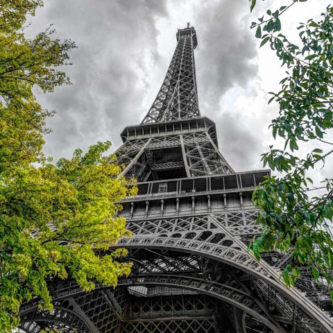 Famou Eiffel tower, Paris, France Black Modern Wood Framed Art Print with Double Matting by Frank, Assaf