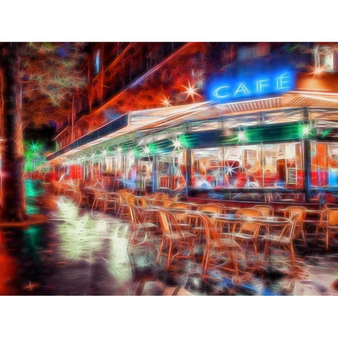 Sidewalk cafe in Paris, France Black Modern Wood Framed Art Print with Double Matting by Frank, Assaf