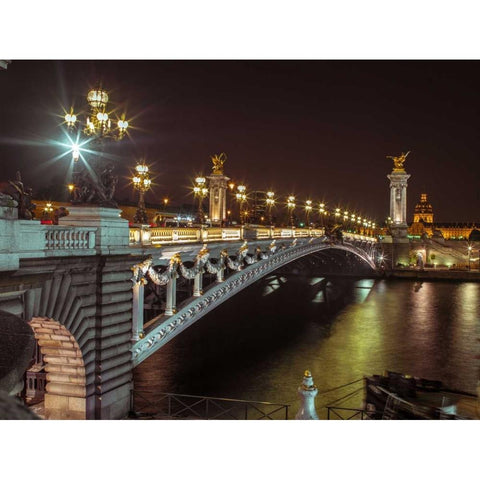 Pont Alexandre III bridge over River Seine, Paris, France Black Modern Wood Framed Art Print with Double Matting by Frank, Assaf